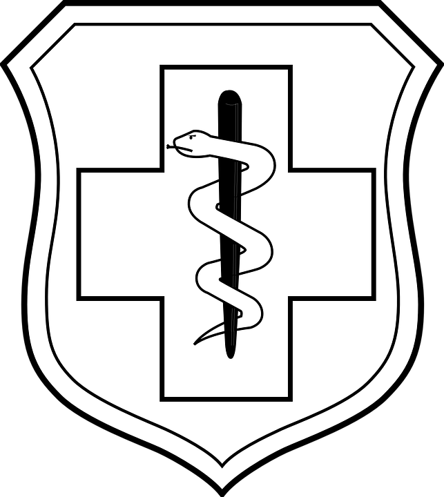 Medical Emblem Rodof Asclepius Shield