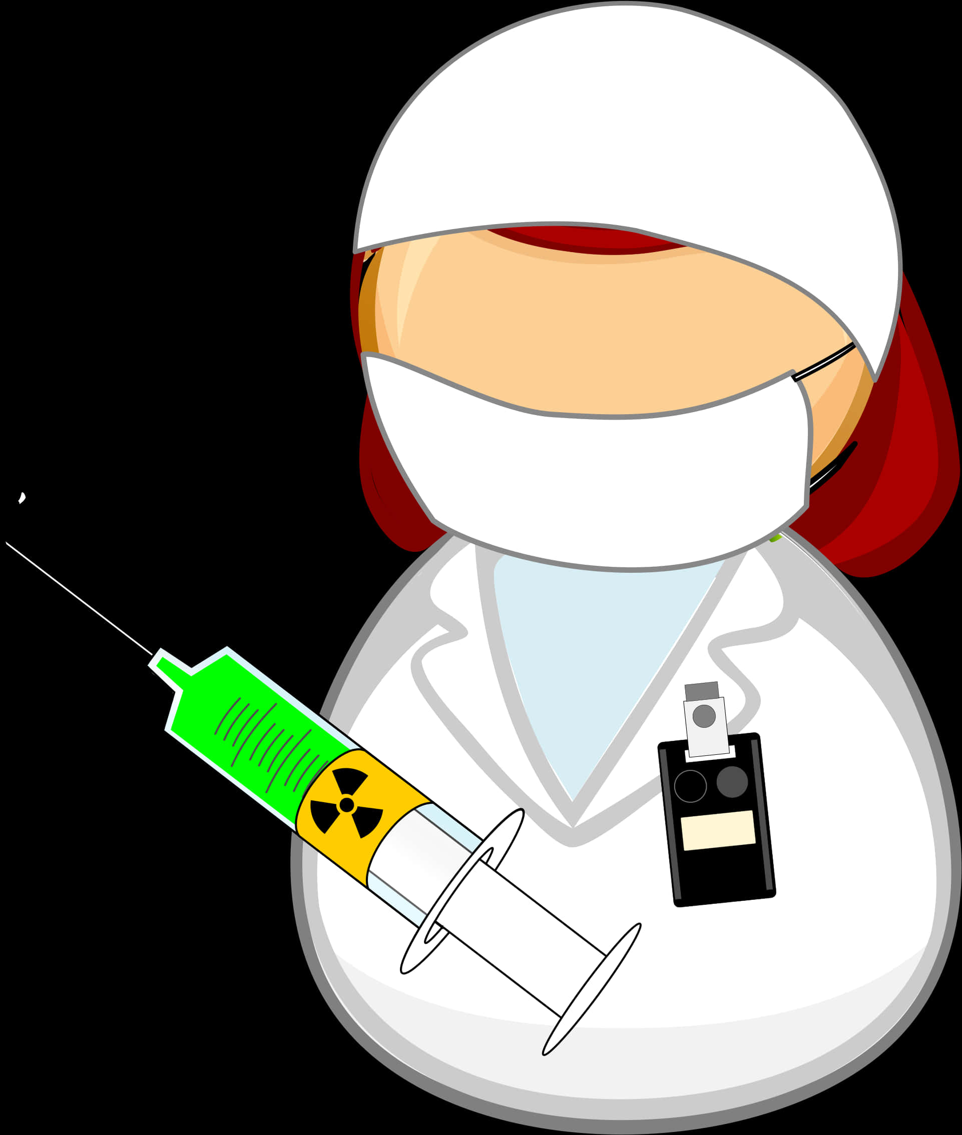 Medical Professional Cartoonwith Syringeand Vial