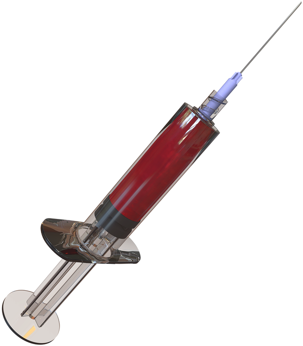 Medical Syringe Filled With Red Substance