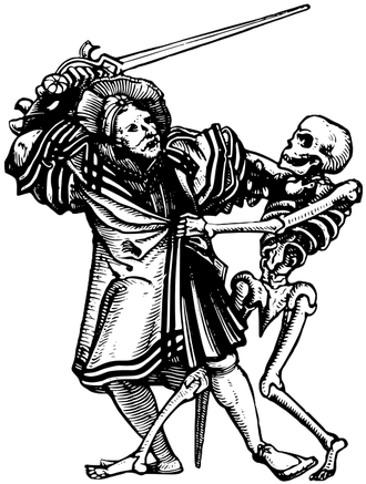 Medieval Duel Between Manand Skeleton