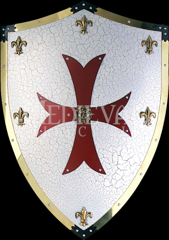 Medieval Knight Cracked White Shieldwith Red Cross