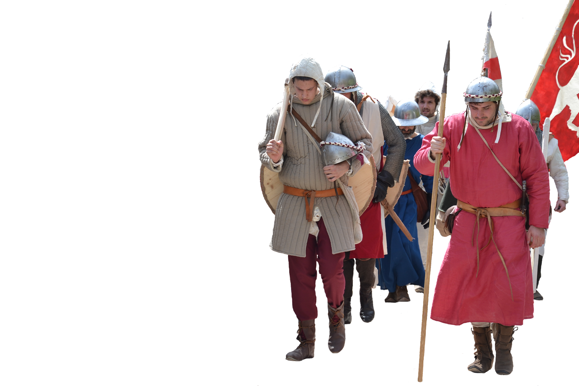 Medieval Reenactors Marching