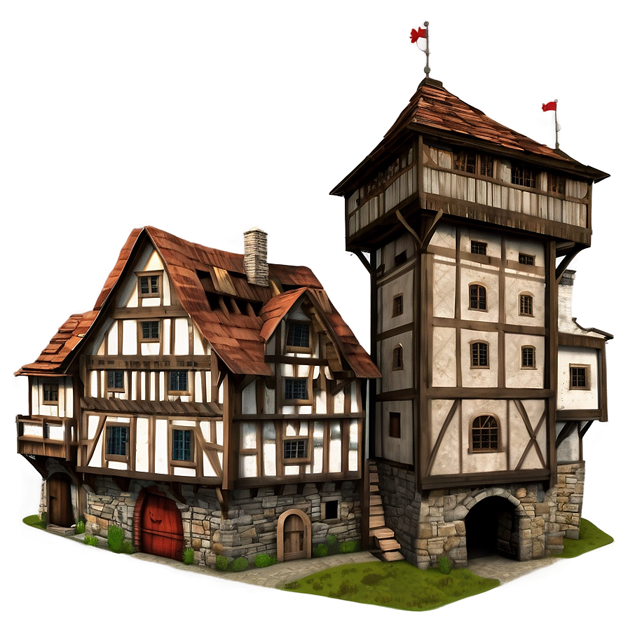 Medieval Town Illustration Png 6