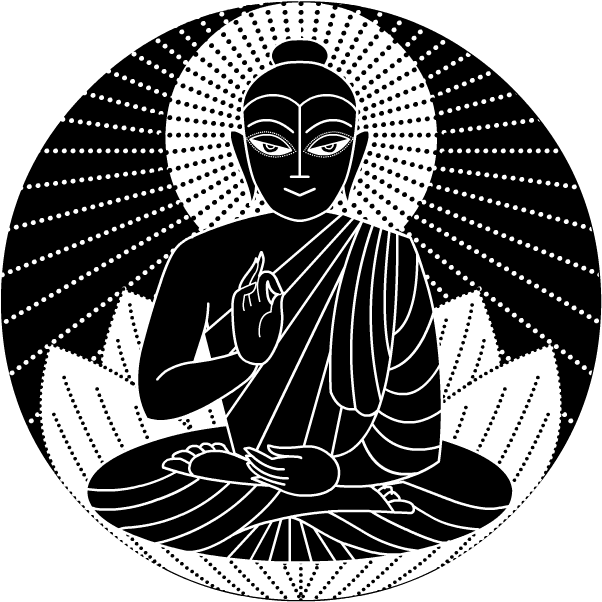 Meditating Buddha Blackand White Illustration