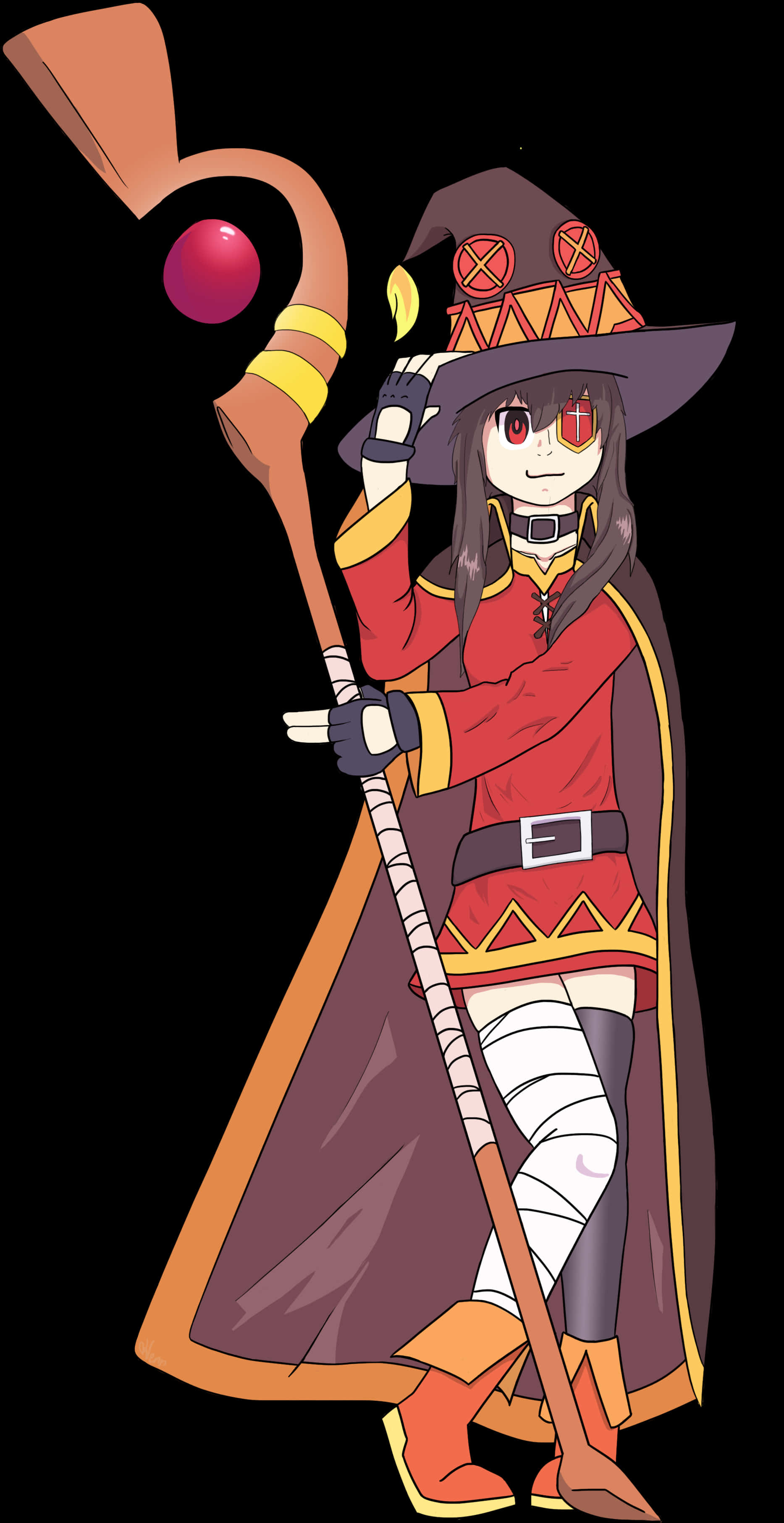 Megumin Anime Character With Staff