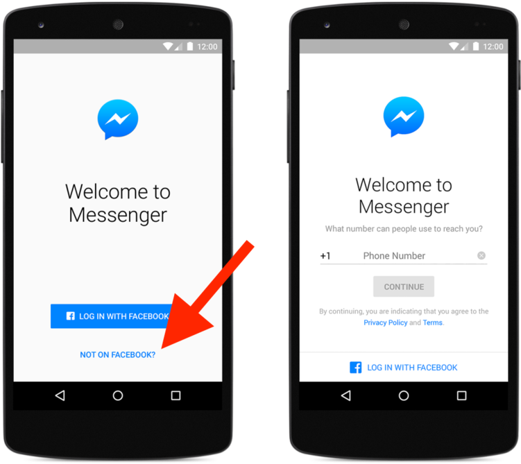 Messenger Login Screens