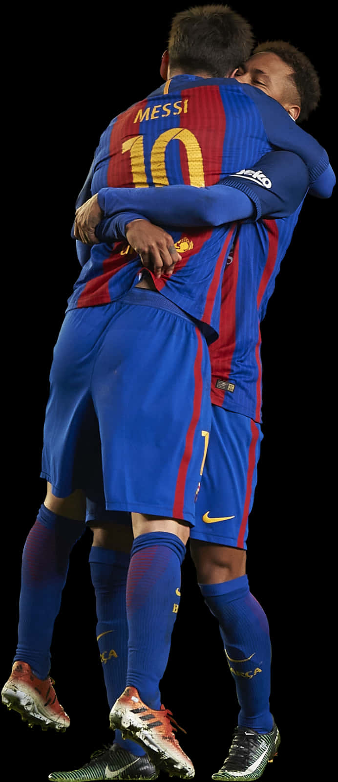 Messiand Neymar Celebratory Hug