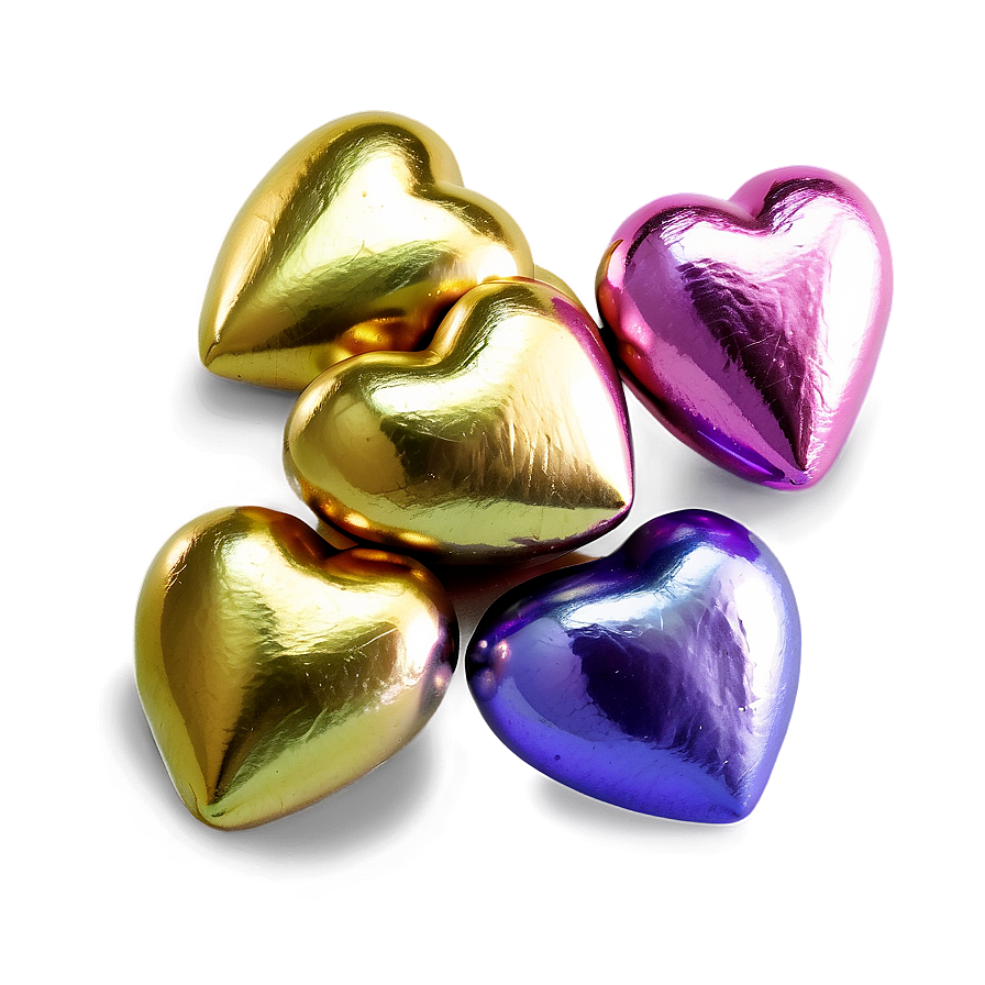 Metallic Candy Hearts Png 06212024