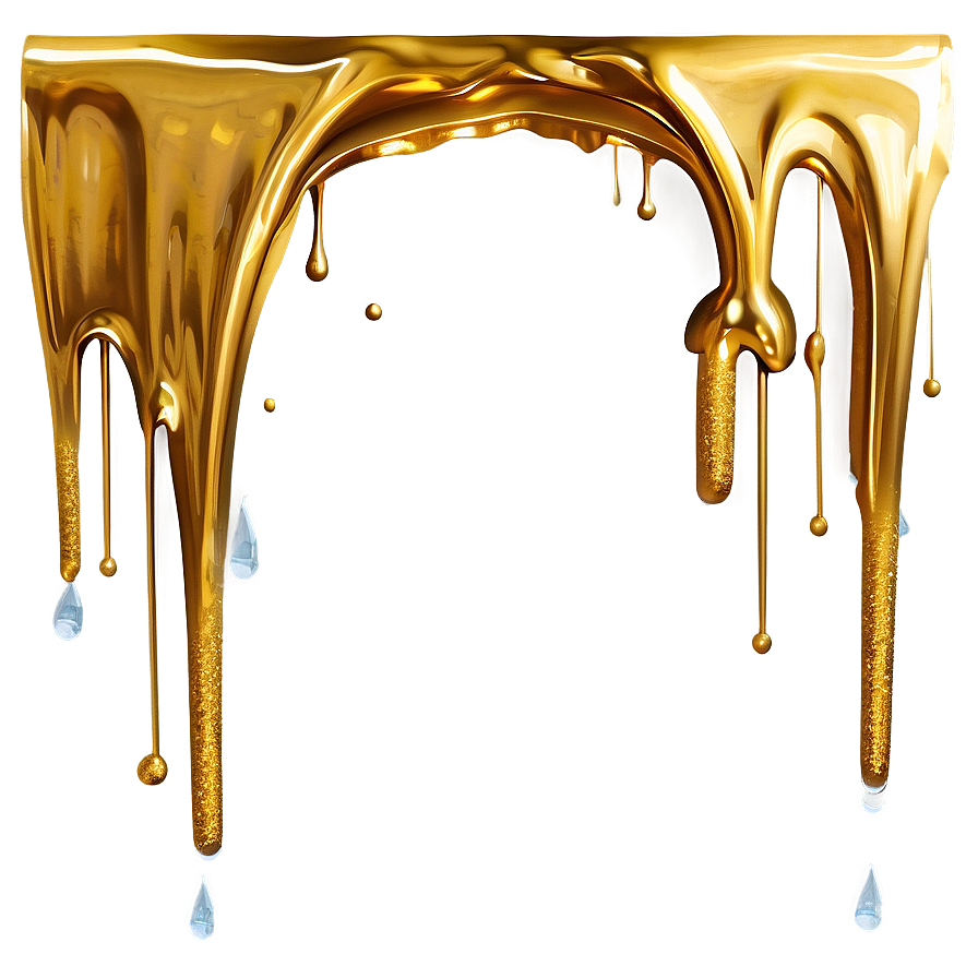 Metallic Gold Glitter Drip Png Yvv15