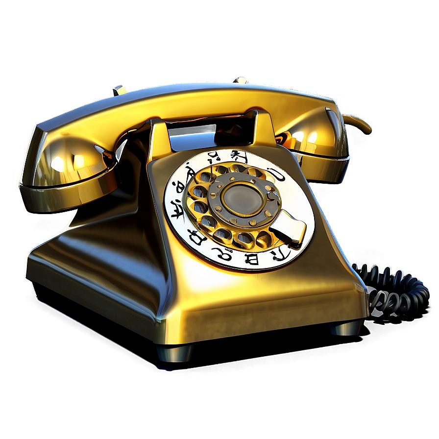 Metallic Gold Rotary Phone Png 06132024