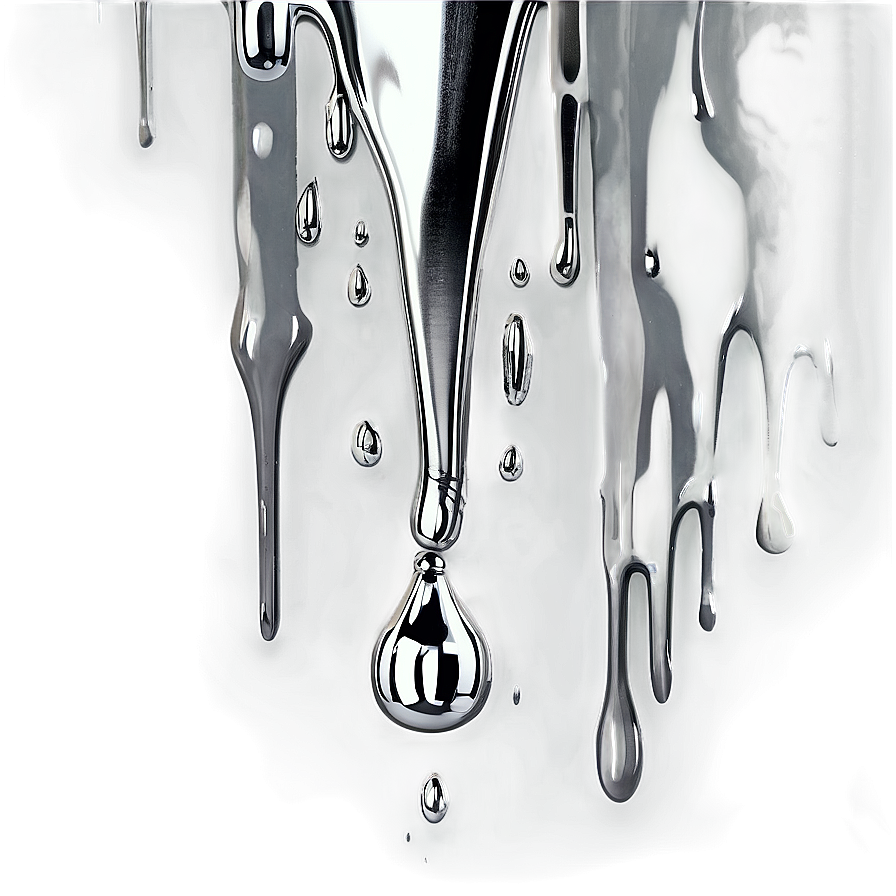 Metallic Silver Paint Drip Png 06122024