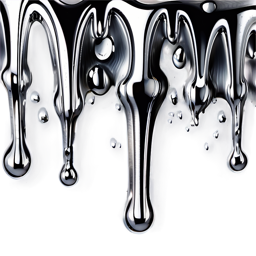 Metallic Silver Paint Drip Png Urw