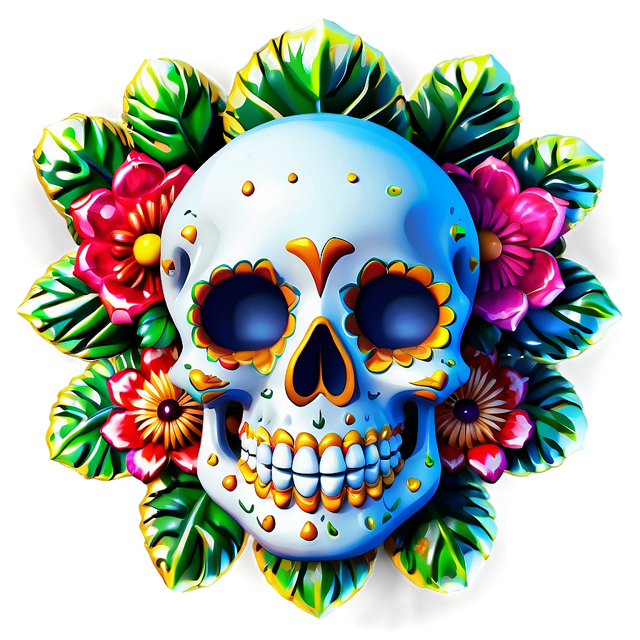 Mexican Flowers And Skulls Png 36