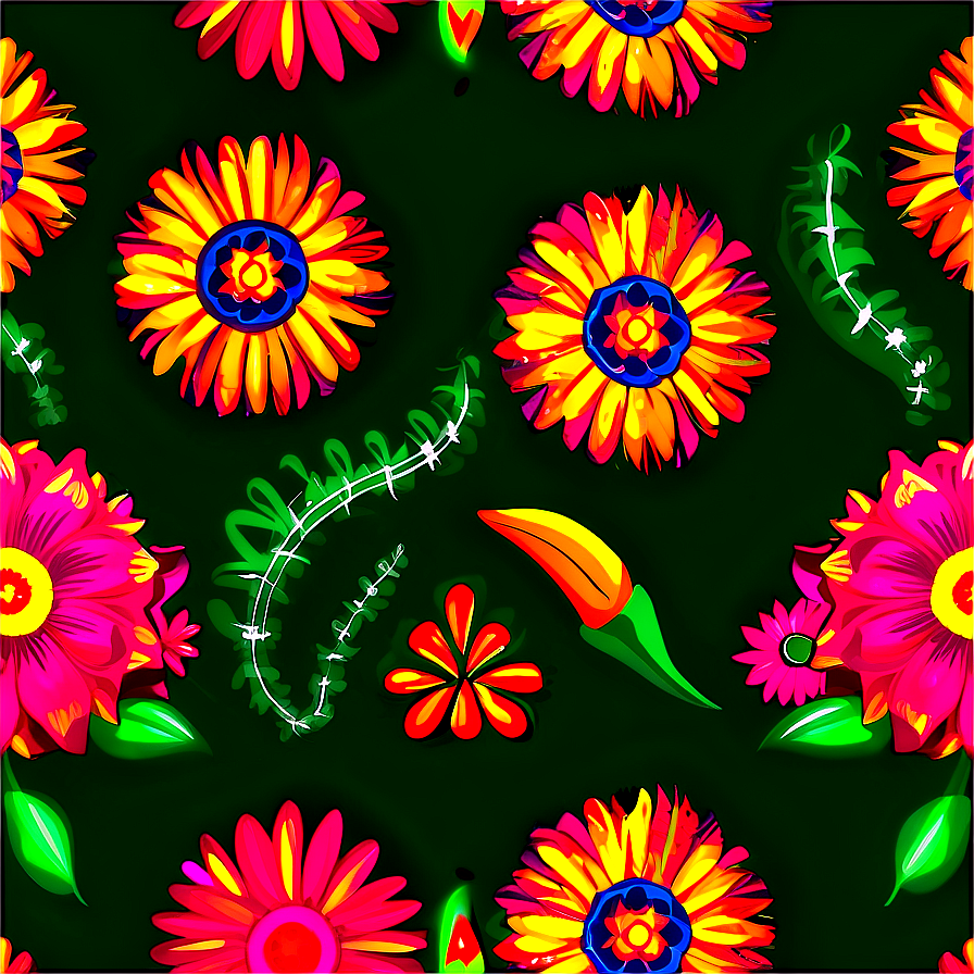 Mexican Flowers Background Png Mur44