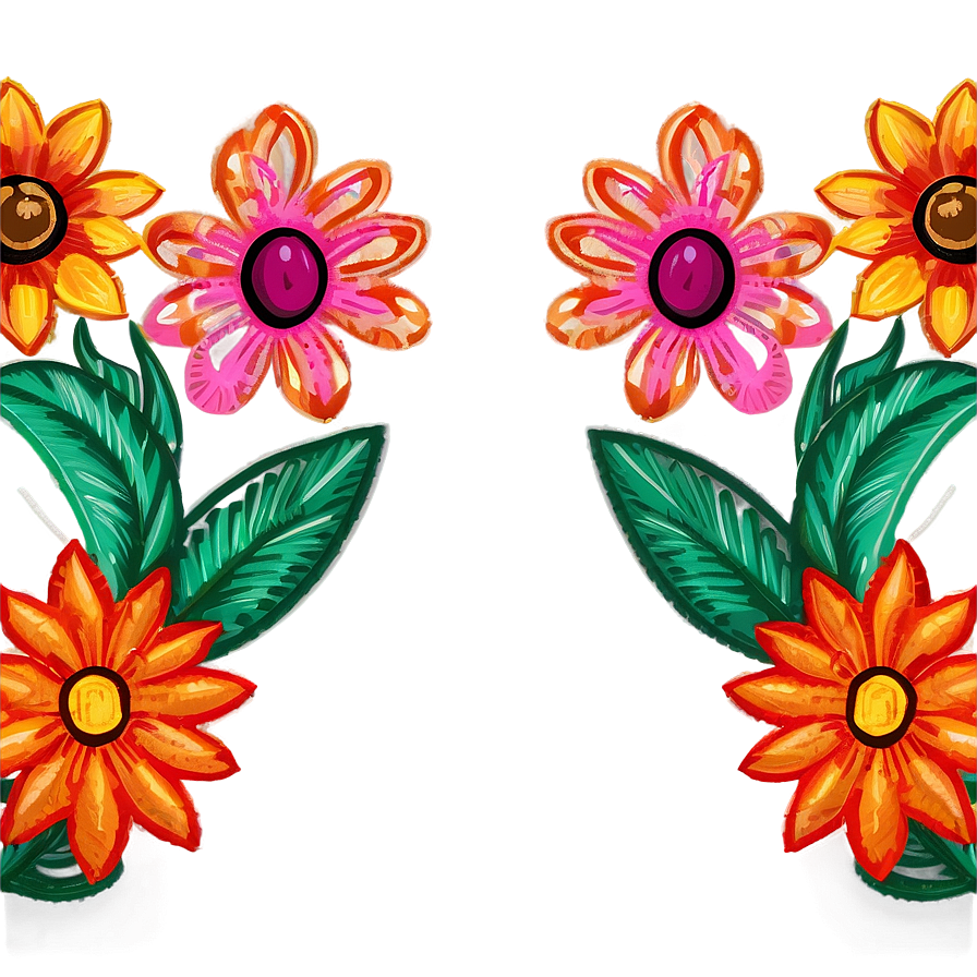 Mexican Flowers Embroidery Pattern Png 06202024