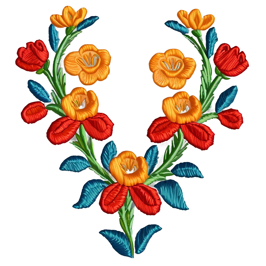 Mexican Flowers Embroidery Pattern Png 47