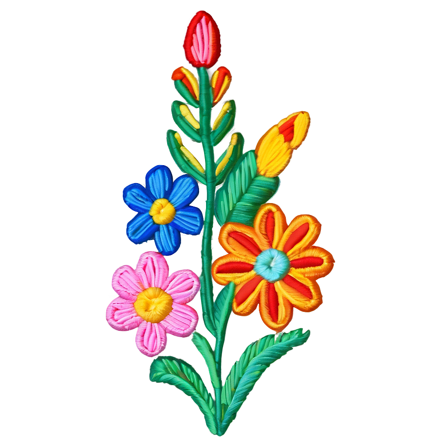 Mexican Flowers Embroidery Pattern Png Xum