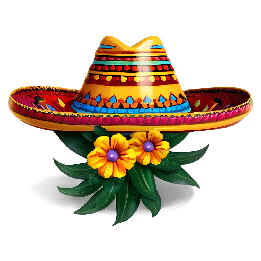 Mexican Hat With Flowers Png Uyb