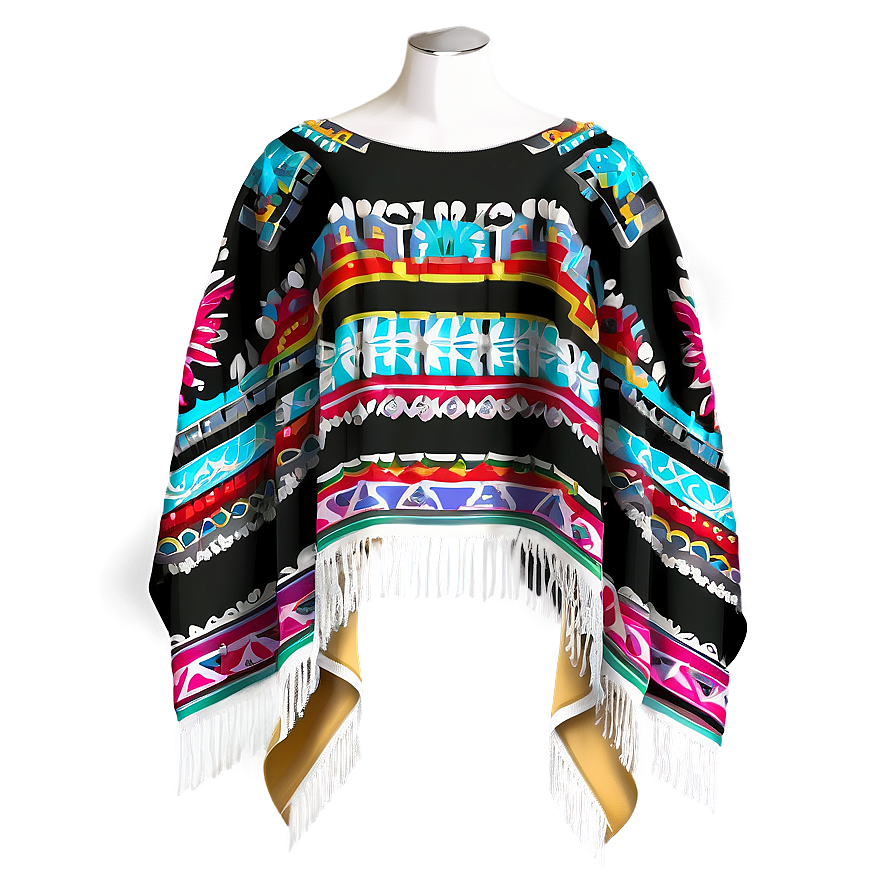 Mexican Poncho In Detailed Print Png 06282024