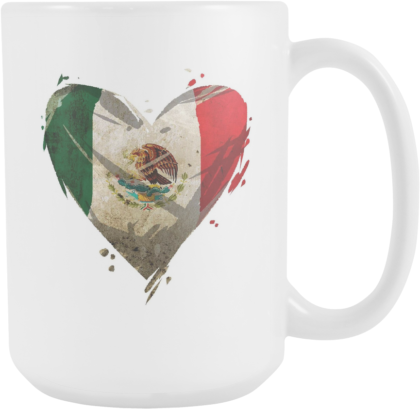 Mexico Flag Heart Mug Design