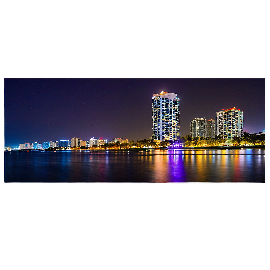 Miami Beach Skyline Night View Png Vca38