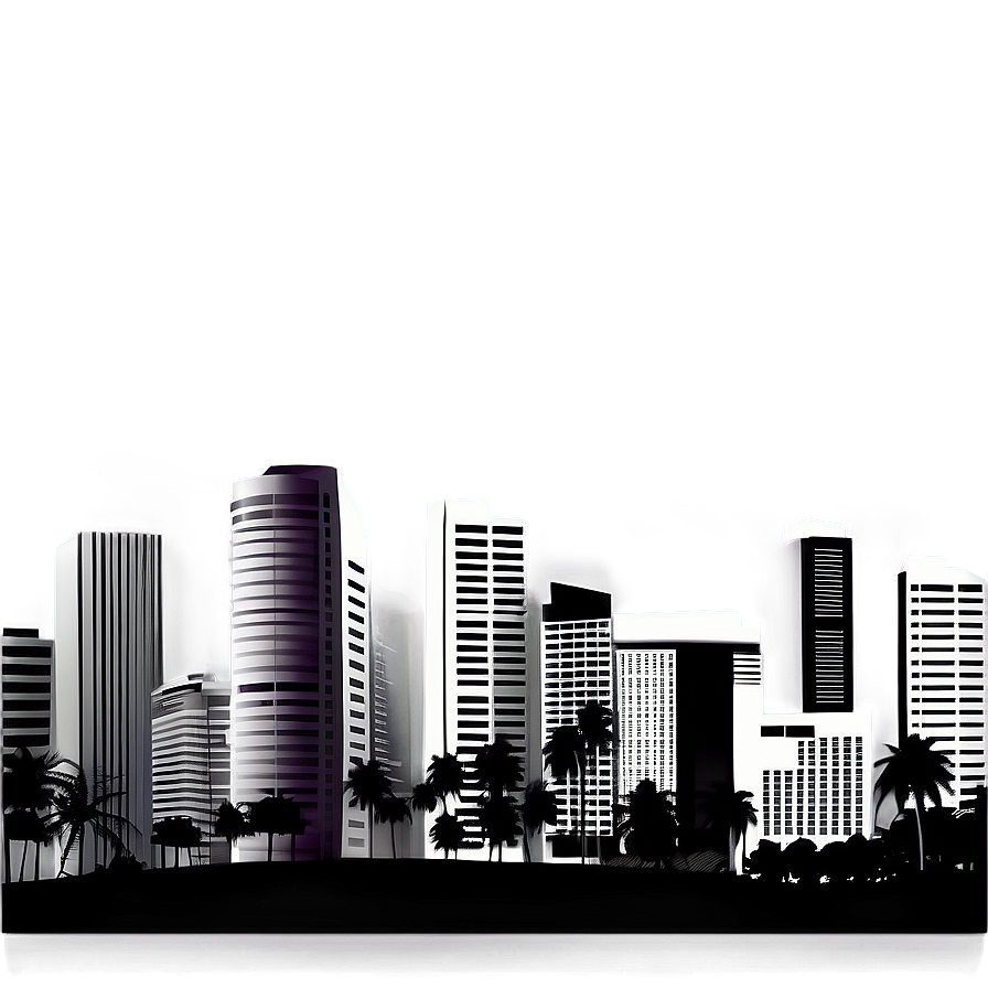 Miami City Skyline Outline Png 06272024