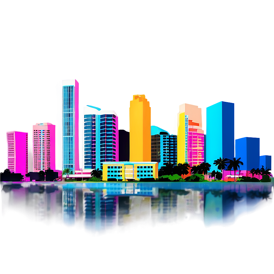 Miami Skyline In Pastel Colors Png 06272024