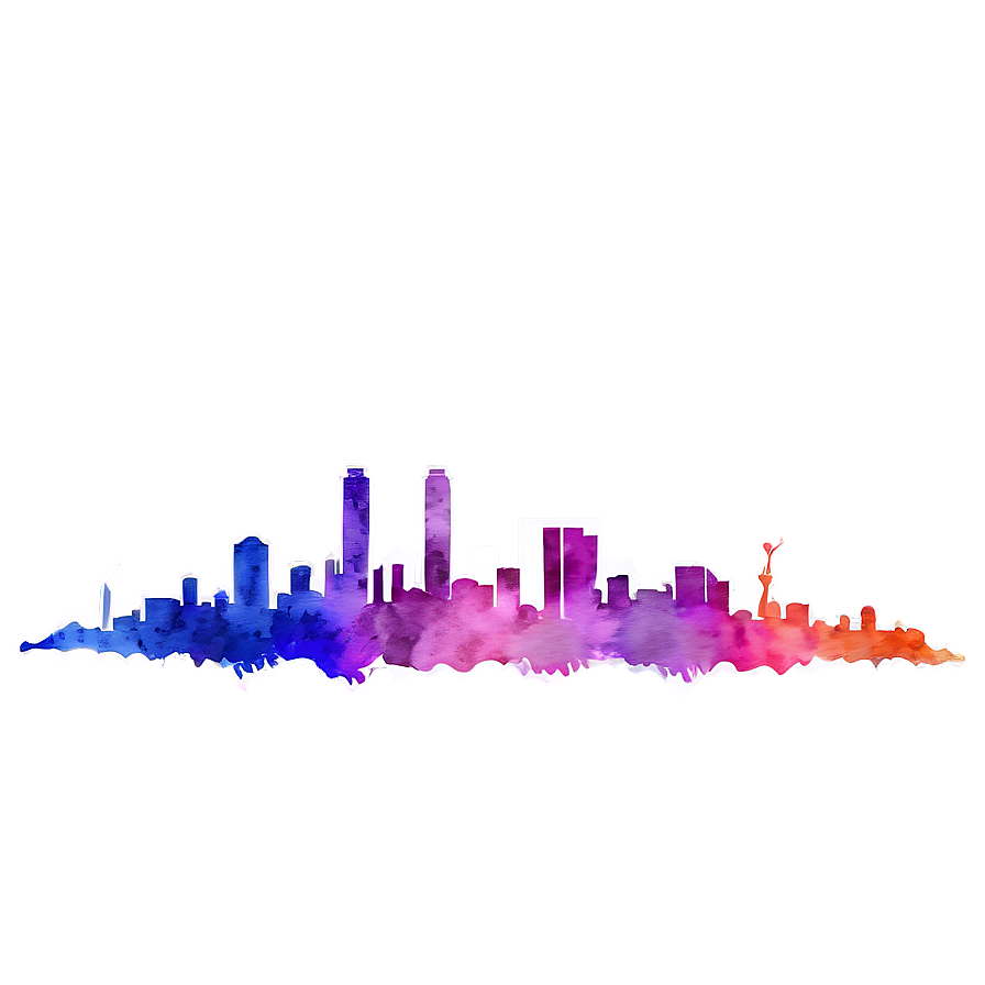 Miami Skyline Watercolor Effect Png Tmx7