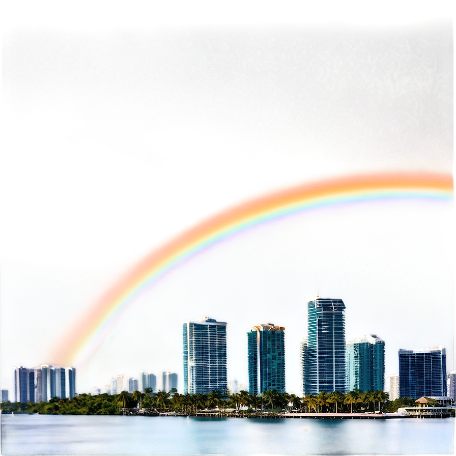 Miami Skyline With Rainbow Png 06272024