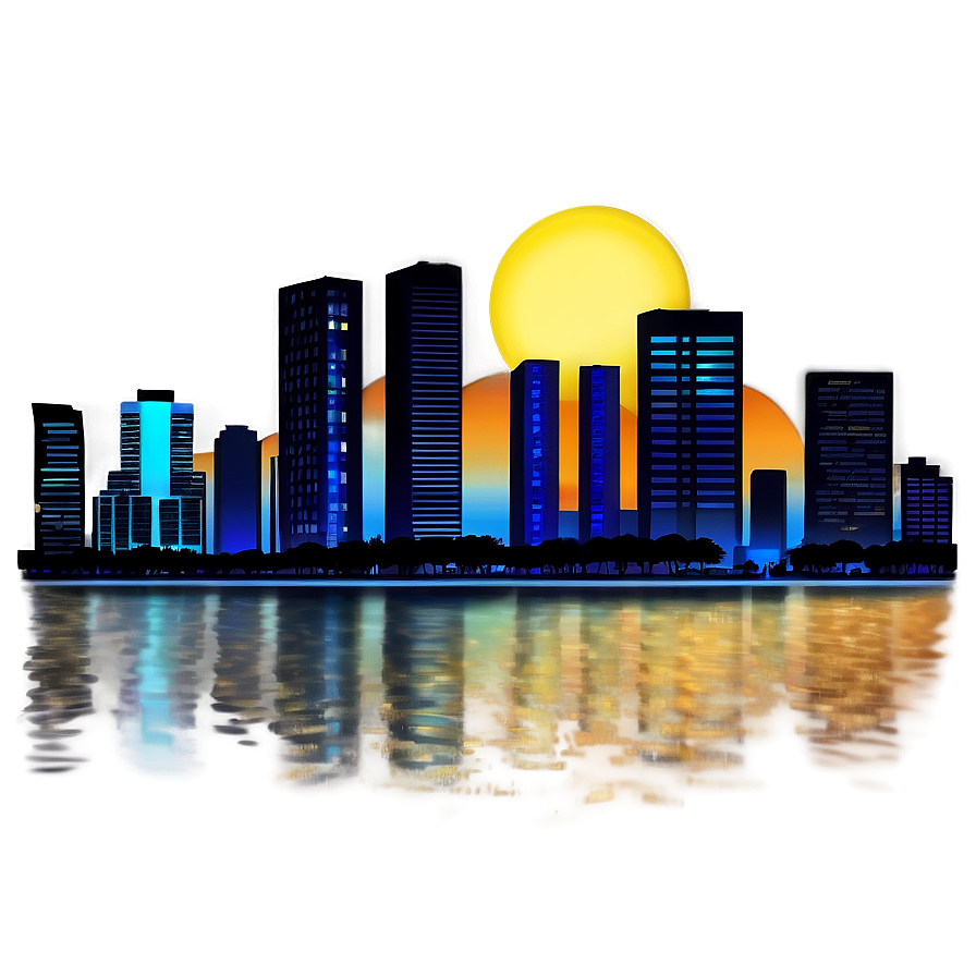 Miami Skyline With Starry Night Png Elo