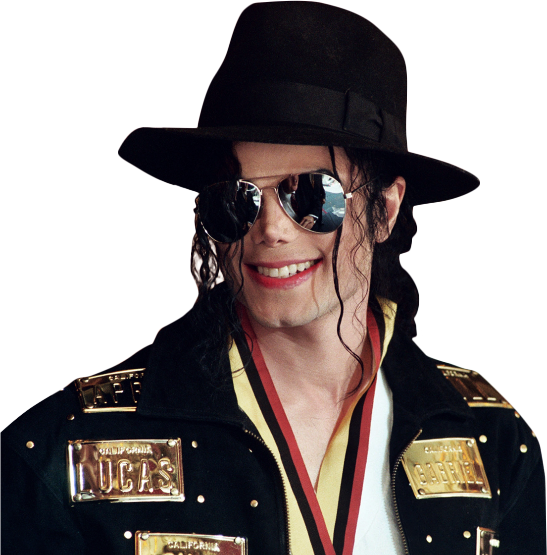 Michael Jackson Smilingwith Hatand Sunglasses