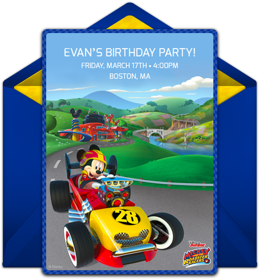 Mickey Mouse Racing Birthday Invitation