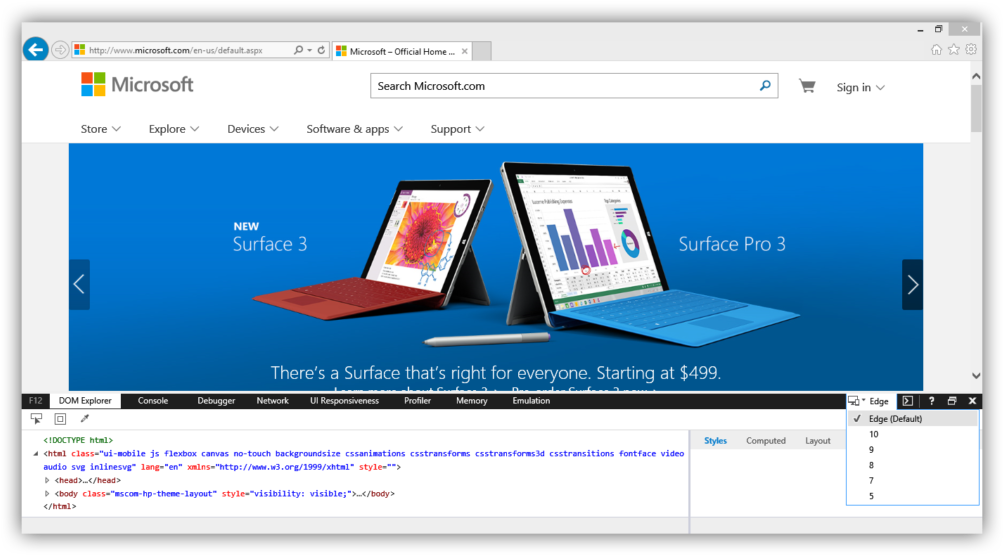 Microsoft Edge Browser Displaying Surface Ad