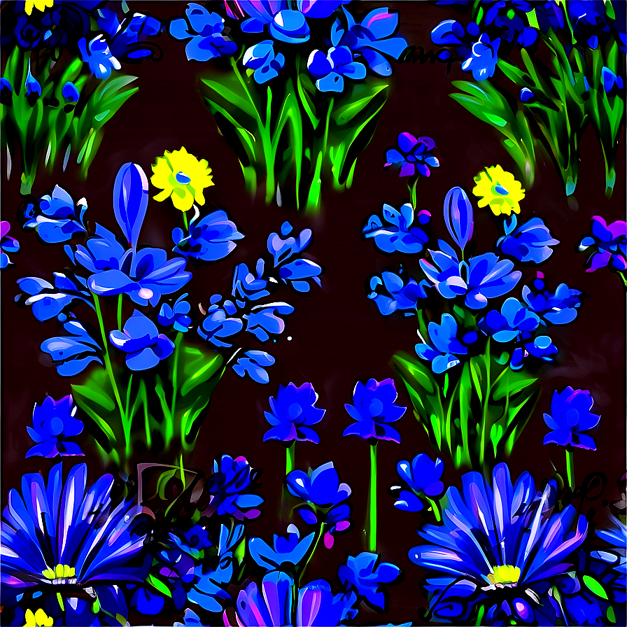 Midnight Blue Flowers Png Klk74