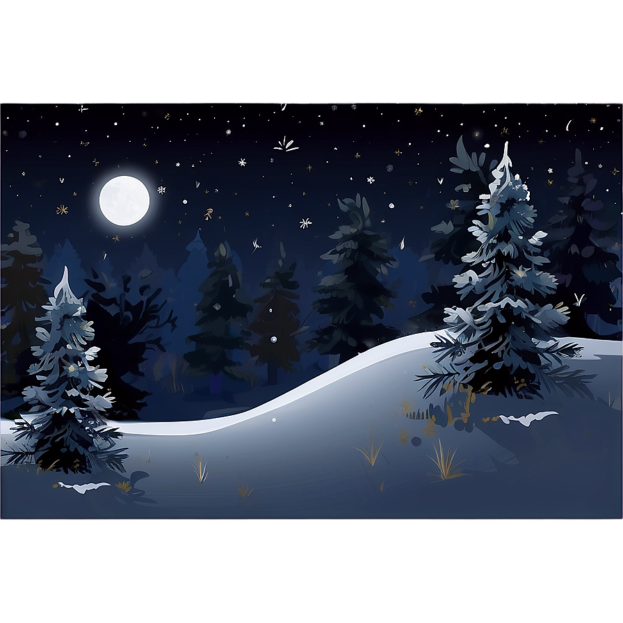 Midnight Christmas Snow Scene Png Vsu40