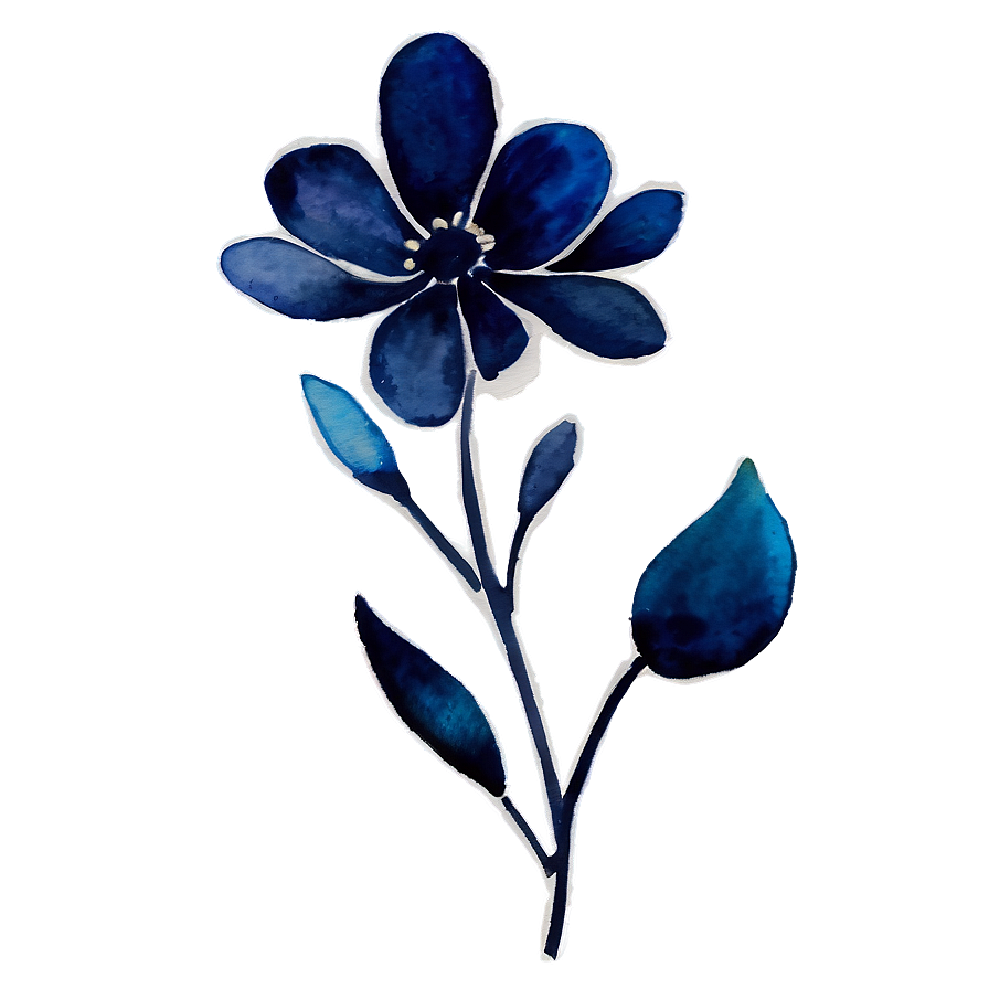 Midnight Watercolor Flower Png Ftx