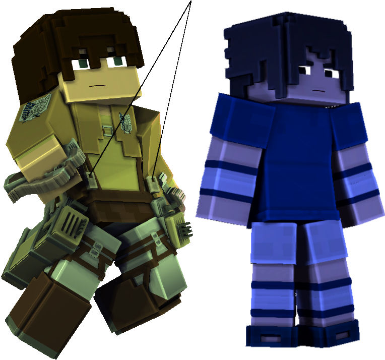 Mikasaand Eren Minecraft Figures