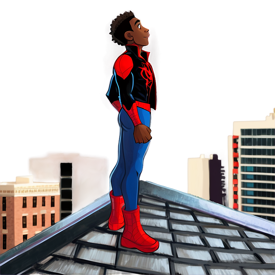 Miles Morales On Rooftop Png 71