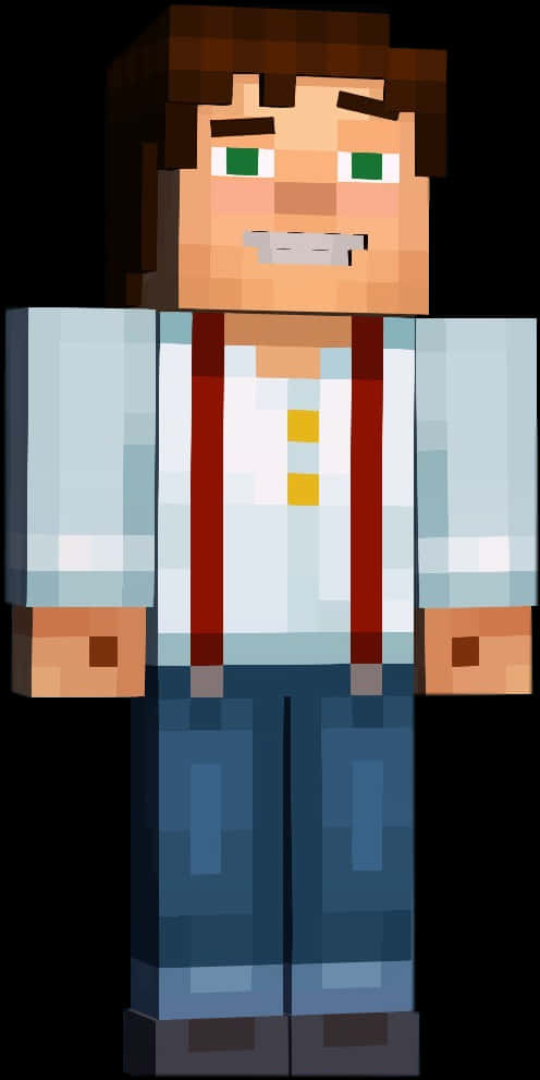 Minecraft_ Character_in_ Red_ Suspenders