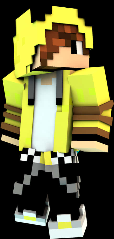 Minecraft_ Character_in_ Yellow_ Armor