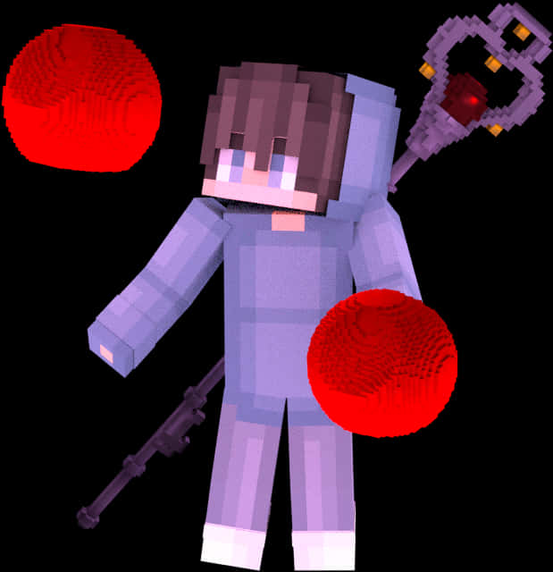 Minecraft Character With Staffand Orbs