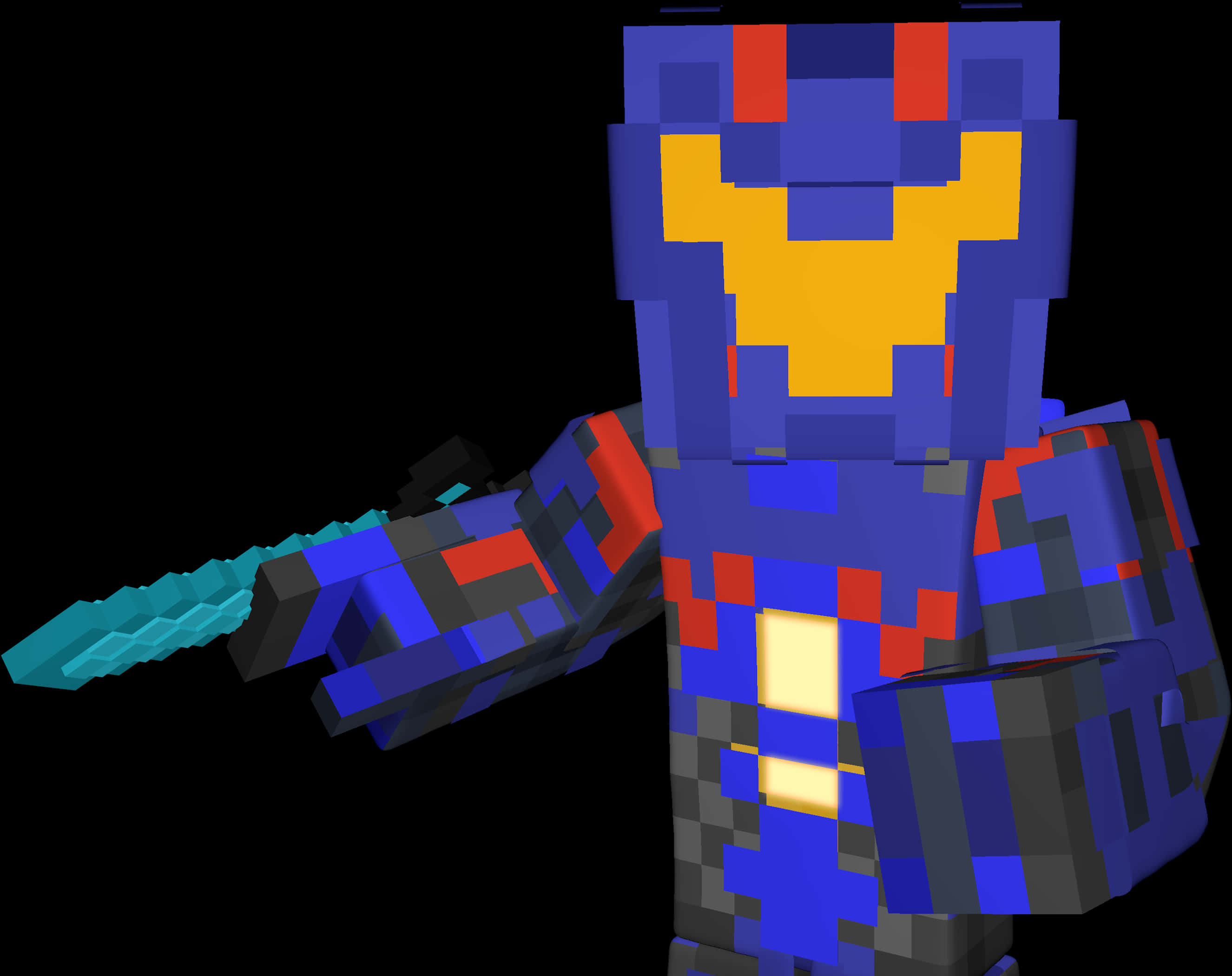 Minecraft Characterin Blue Armorwith Sword