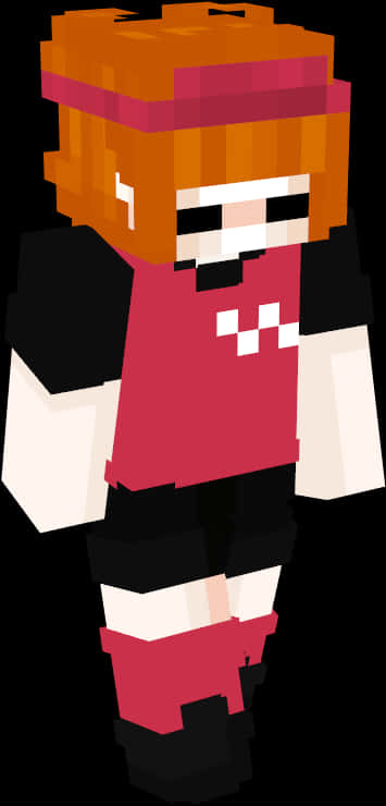 Minecraft Characterin Redand Black Outfit