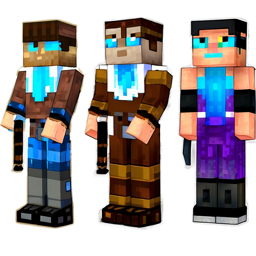 Minecraft Characters In Action Png Yax41