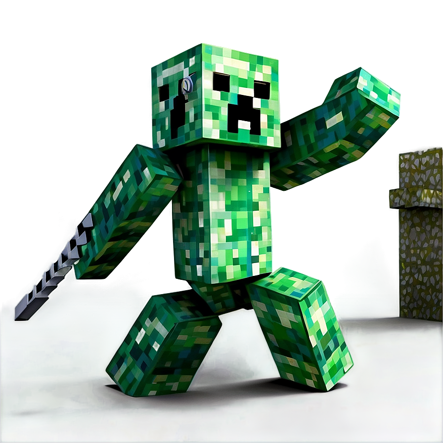 Minecraft Creeper In Battle Png 2