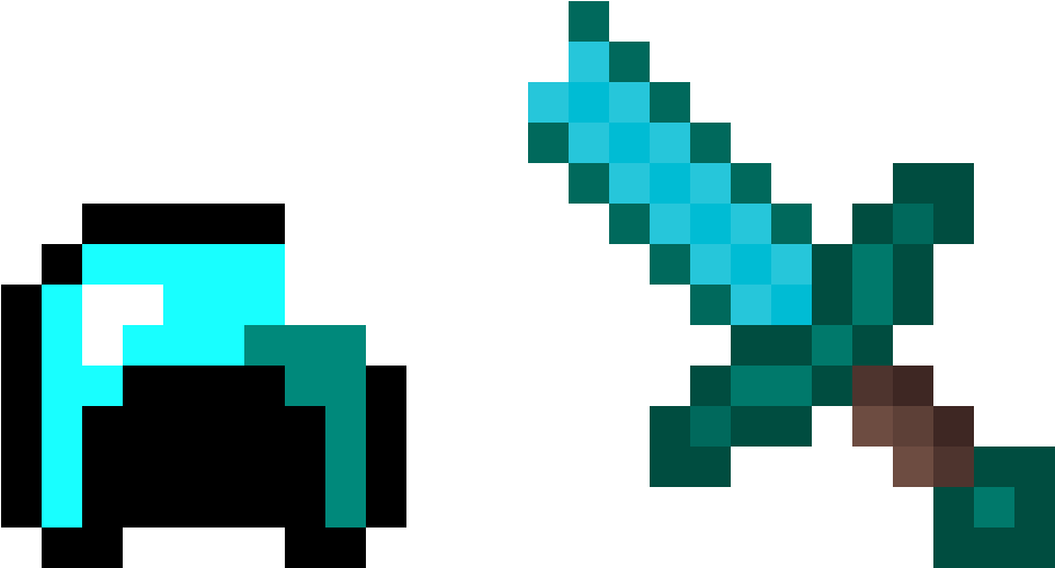 Minecraft Diamond Sword Pixel Art