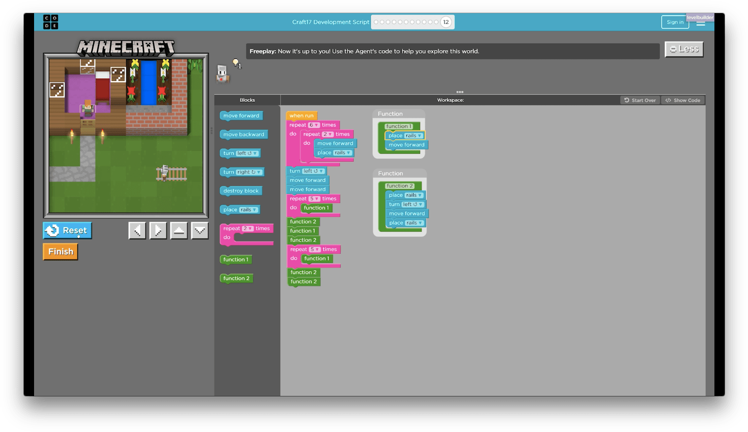 Minecraft Education Edition Coding Interface