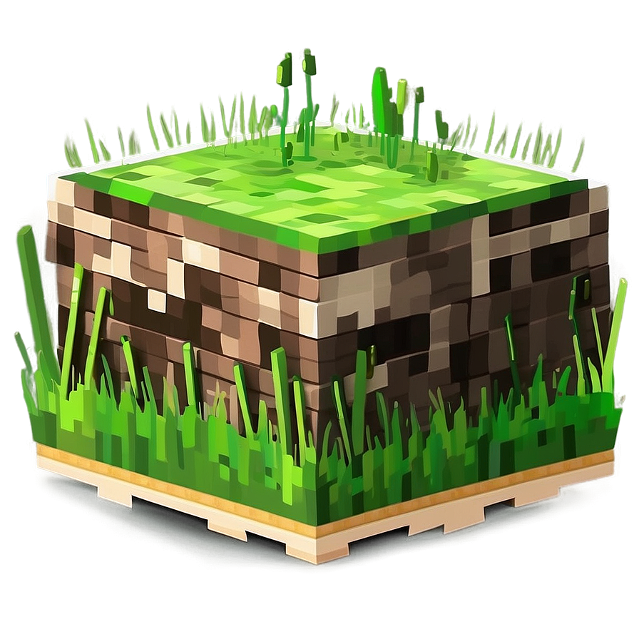 Minecraft Grass Block Flat Design Png Wrk