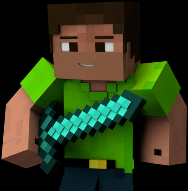 Minecraft Hero With Diamond Sword