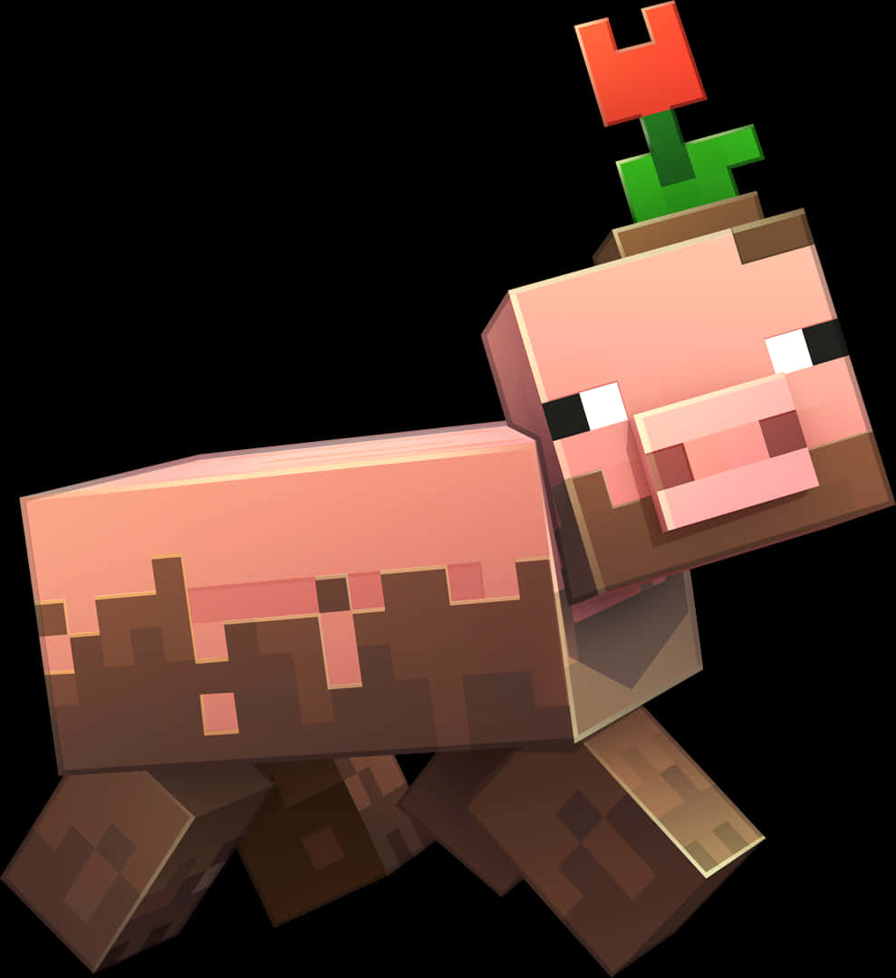 Minecraft_ Pig_with_ Sapling_on_ Head